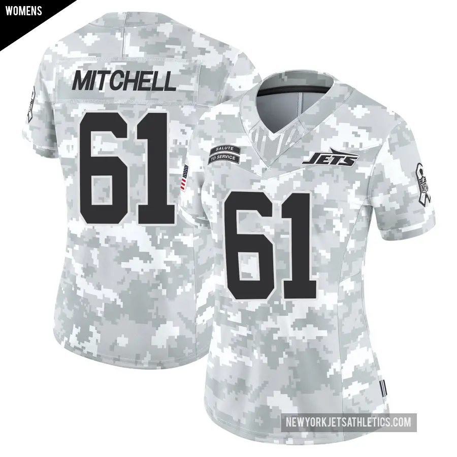 Women's New York Jets ＃61 Max Mitchell Arctic Camo Limited 2024 Salute to Service Jersey