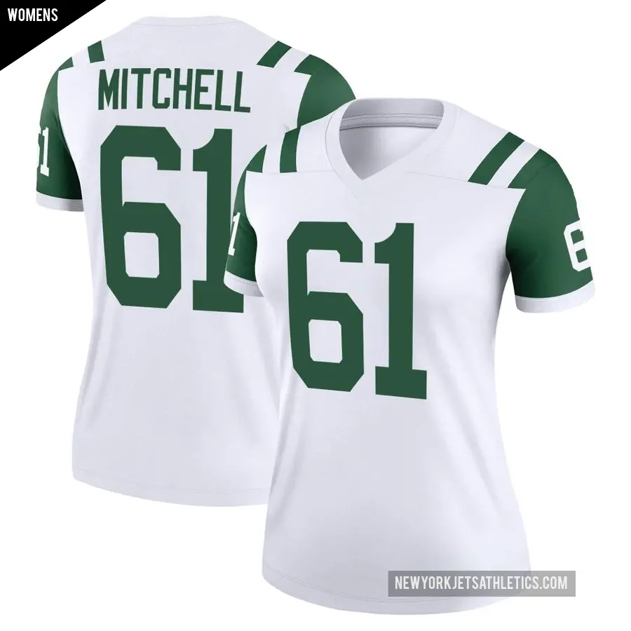 Women's New York Jets ＃61 Max Mitchell White Legend Classic Alternate Jersey