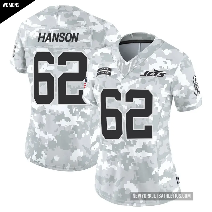 Women's New York Jets ＃62 Jake Hanson Arctic Camo Limited 2024 Salute to Service Jersey