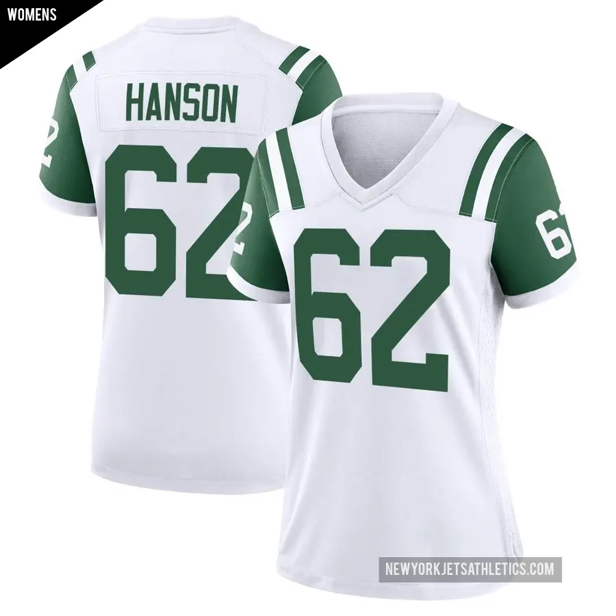 Women's New York Jets ＃62 Jake Hanson White Game Classic Alternate Jersey