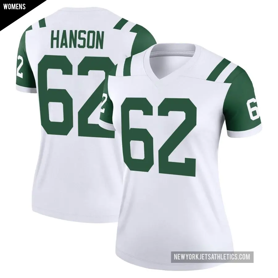 Women's New York Jets ＃62 Jake Hanson White Legend Classic Alternate Jersey