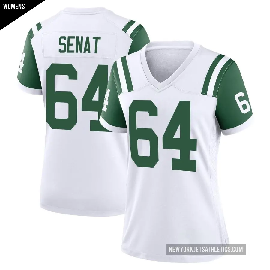 Women's New York Jets ＃64 Greg Senat White Game Classic Alternate Jersey