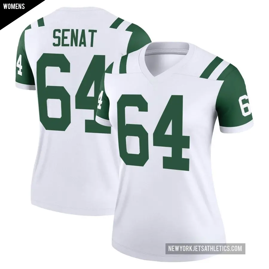 Women's New York Jets ＃64 Greg Senat White Legend Classic Alternate Jersey