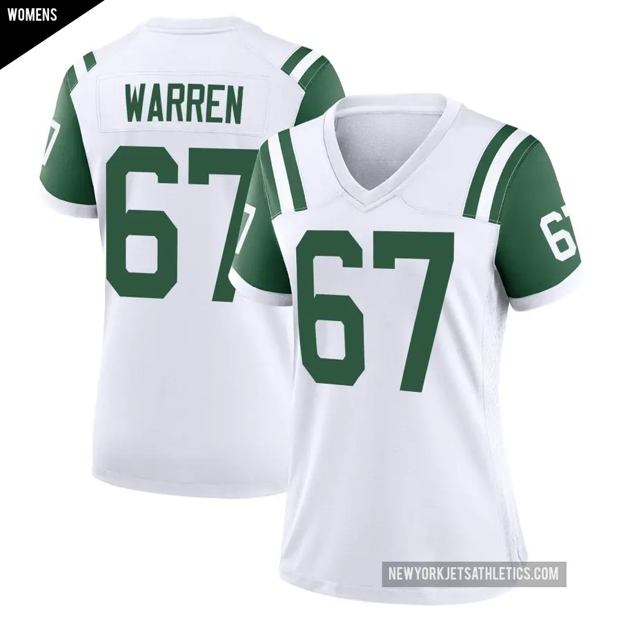 Women's New York Jets ＃67 Carter Warren White Game Classic Alternate Jersey