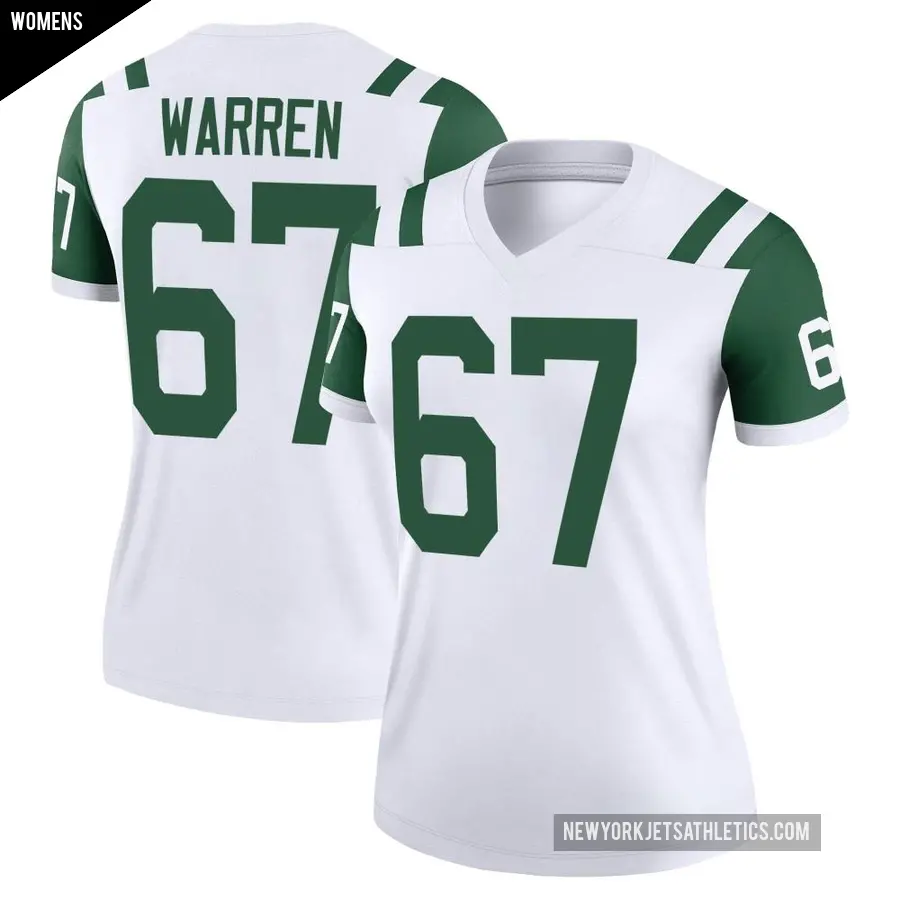 Women's New York Jets ＃67 Carter Warren White Legend Classic Alternate Jersey