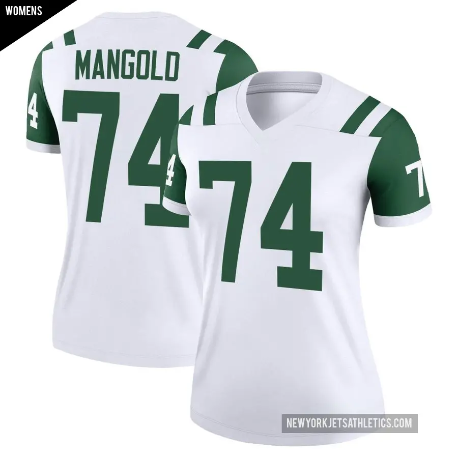 Women's New York Jets ＃74 Nick Mangold White Legend Classic Alternate Jersey