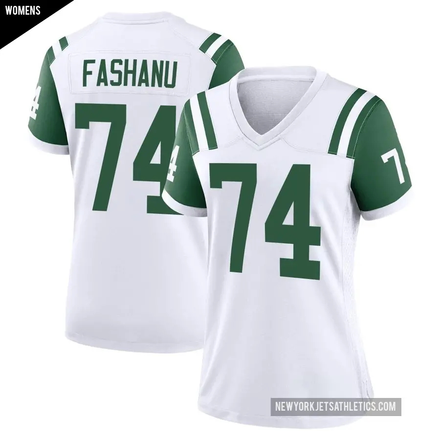 Women's New York Jets ＃74 Olu Fashanu White Game Classic Alternate Jersey