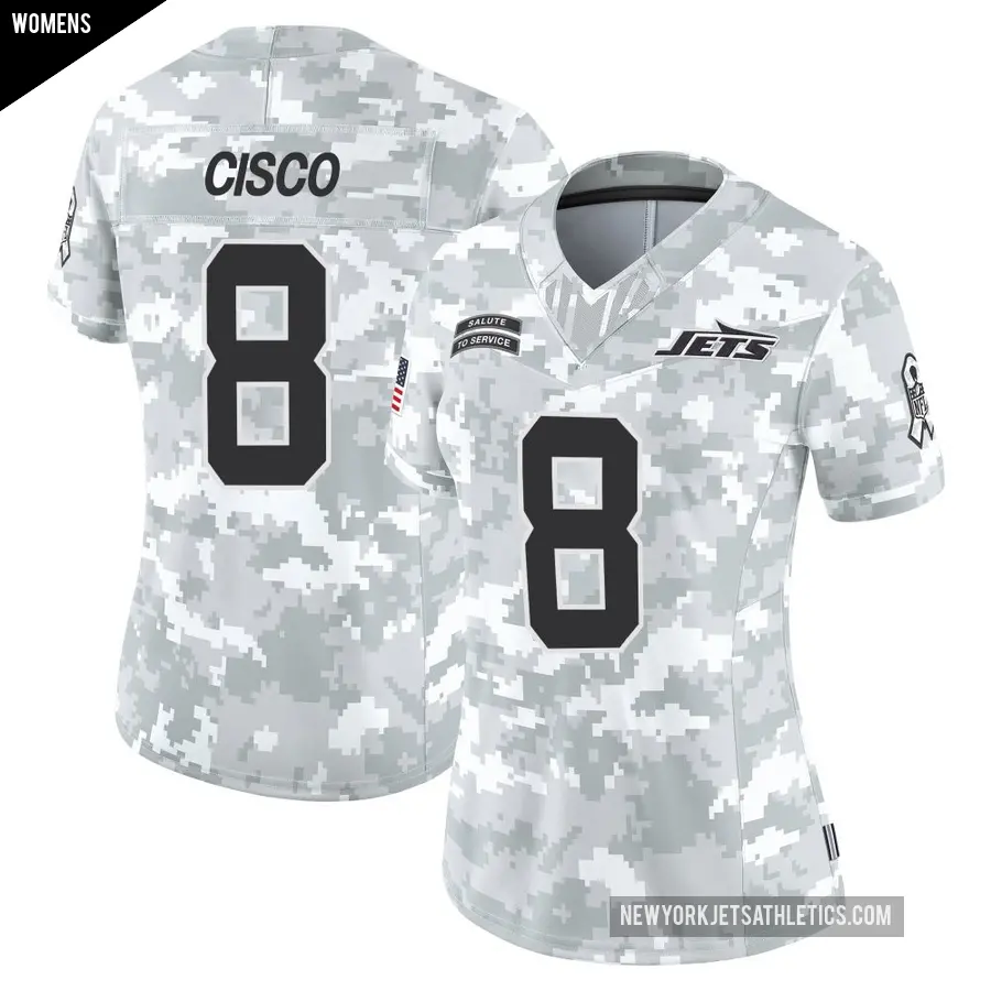 Women's New York Jets ＃8 Andre Cisco Arctic Camo Limited 2024 Salute to Service Jersey