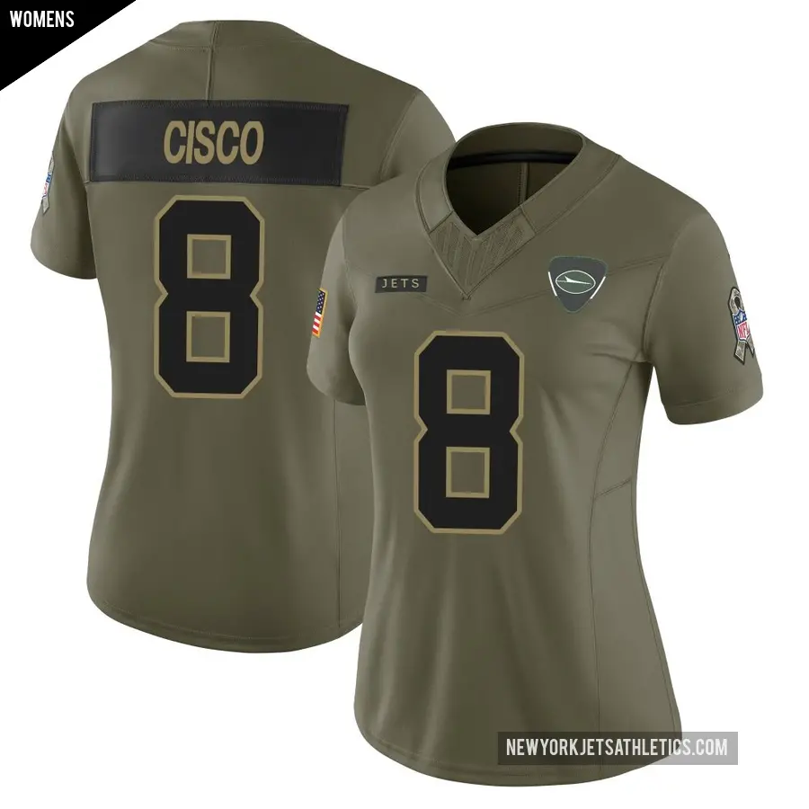 Women's New York Jets ＃8 Andre Cisco Olive Limited 2025 Salute to Service Jersey