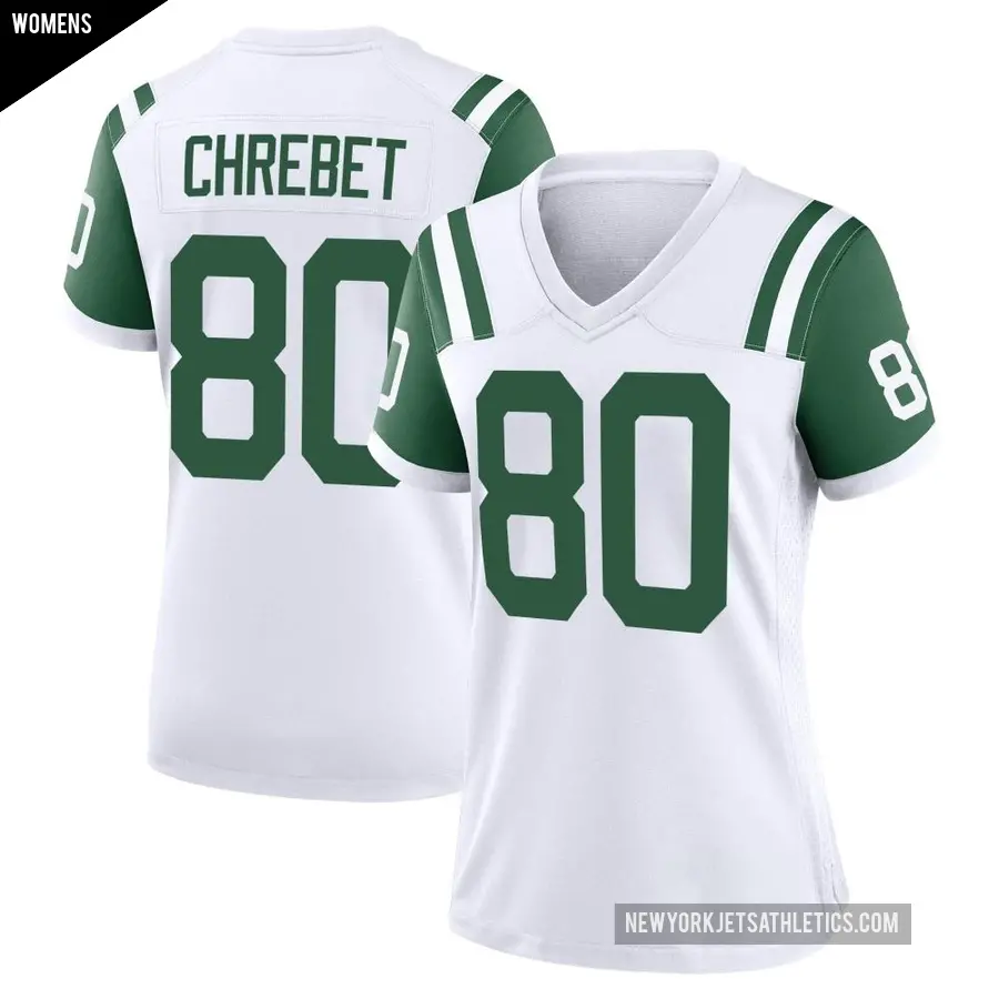 Women's New York Jets ＃80 Wayne Chrebet White Game Classic Alternate Jersey