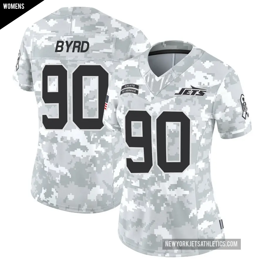 Women's New York Jets ＃90 Dennis Byrd Arctic Camo Limited 2024 Salute to Service Jersey