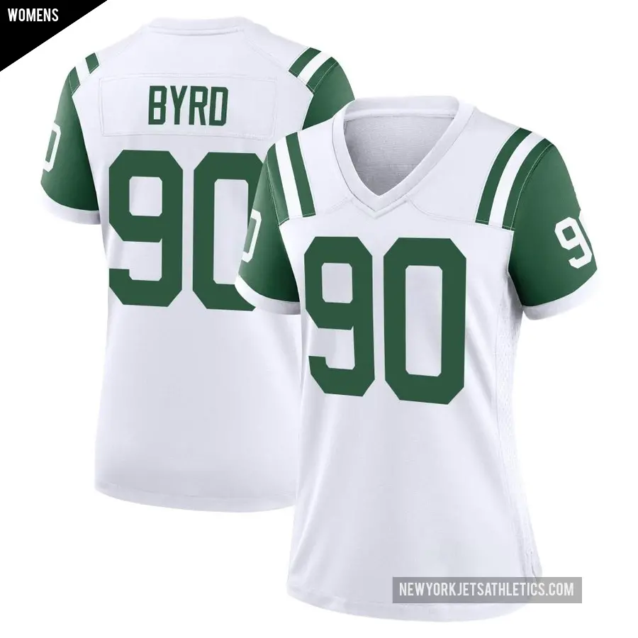 Women's New York Jets ＃90 Dennis Byrd White Game Classic Alternate Jersey