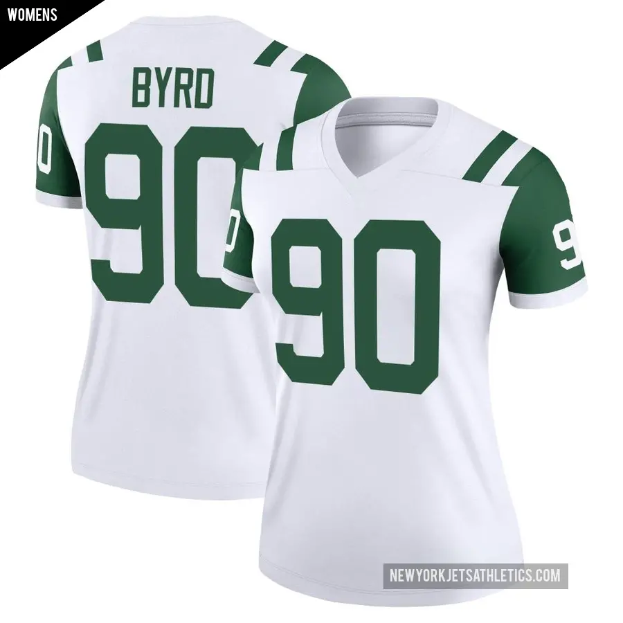 Women's New York Jets ＃90 Dennis Byrd White Legend Classic Alternate Jersey