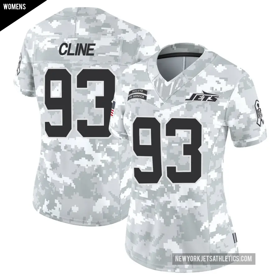 Women's New York Jets ＃93 Kameron Cline Arctic Camo Limited 2024 Salute to Service Jersey