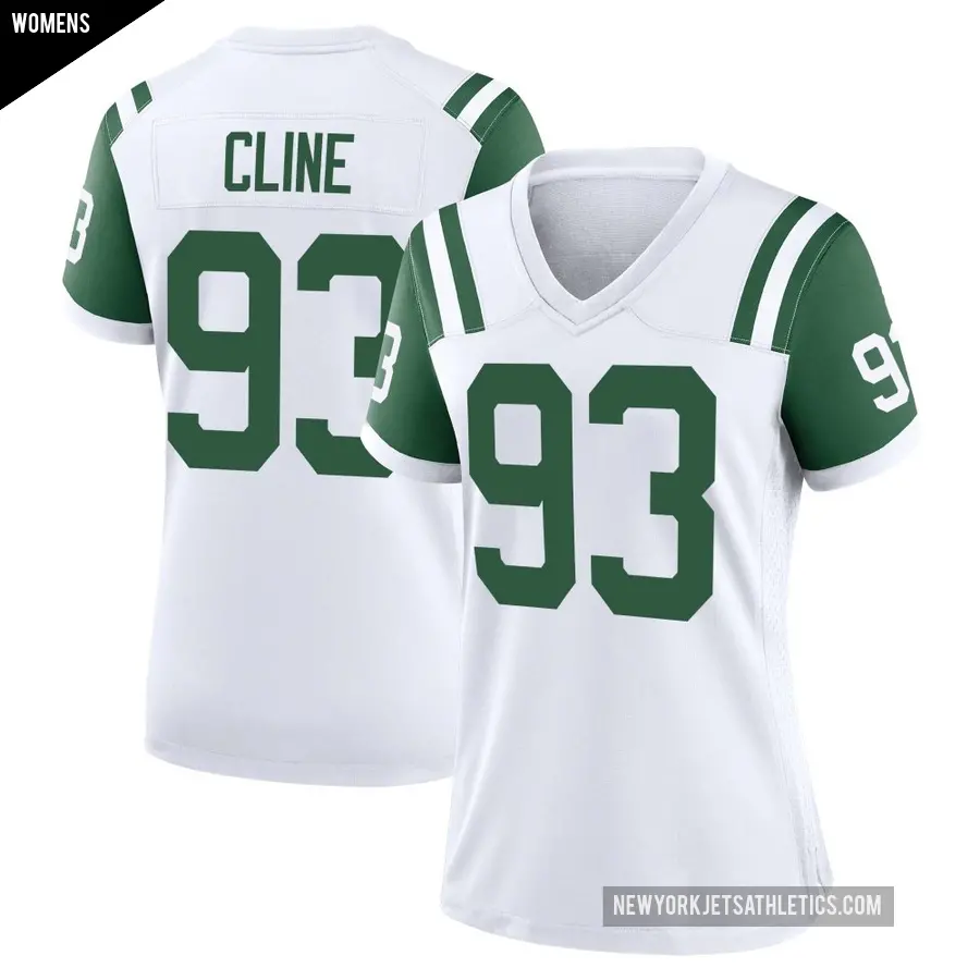Women's New York Jets ＃93 Kameron Cline White Game Classic Alternate Jersey
