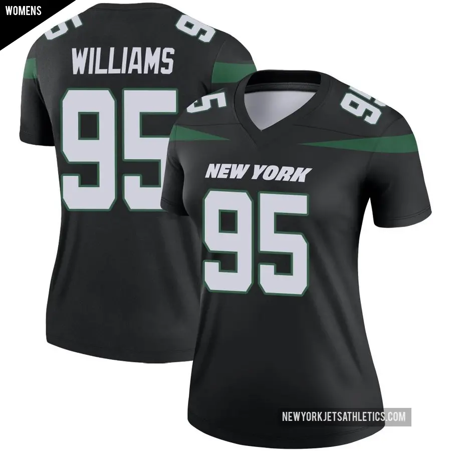 Women's New York Jets ＃95 Quinnen Williams Black Legend Stealth Color Rush Jersey