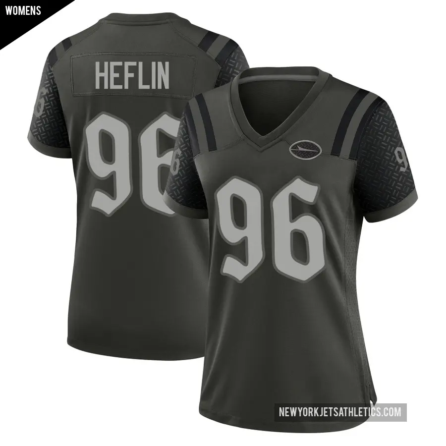 Women's New York Jets ＃96 Jack Heflin Green Game Gotham 2025 Rivalries Collection Jersey