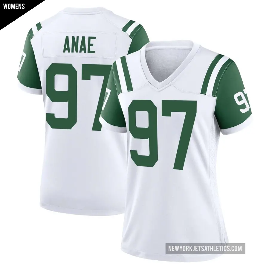Women's New York Jets ＃97 Bradlee Anae White Game Classic Alternate Jersey