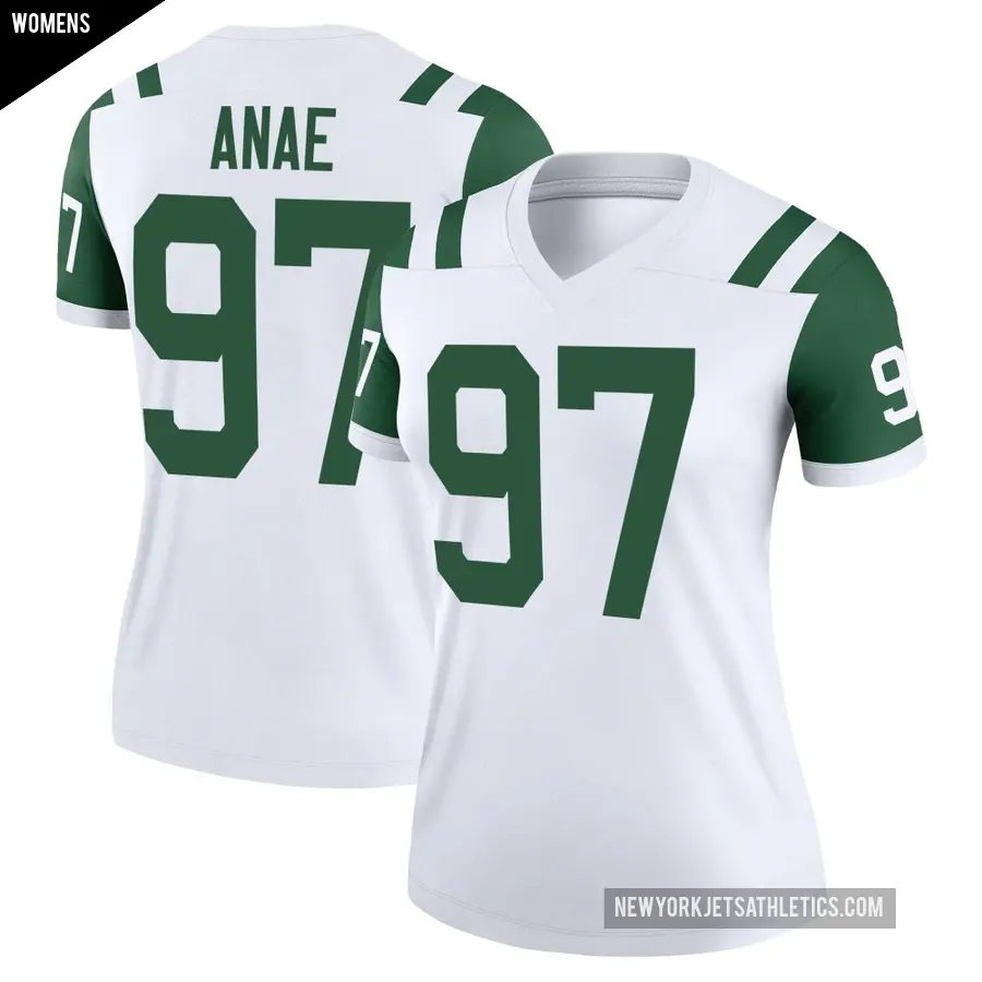 Women's New York Jets ＃97 Bradlee Anae White Legend Classic Alternate Jersey