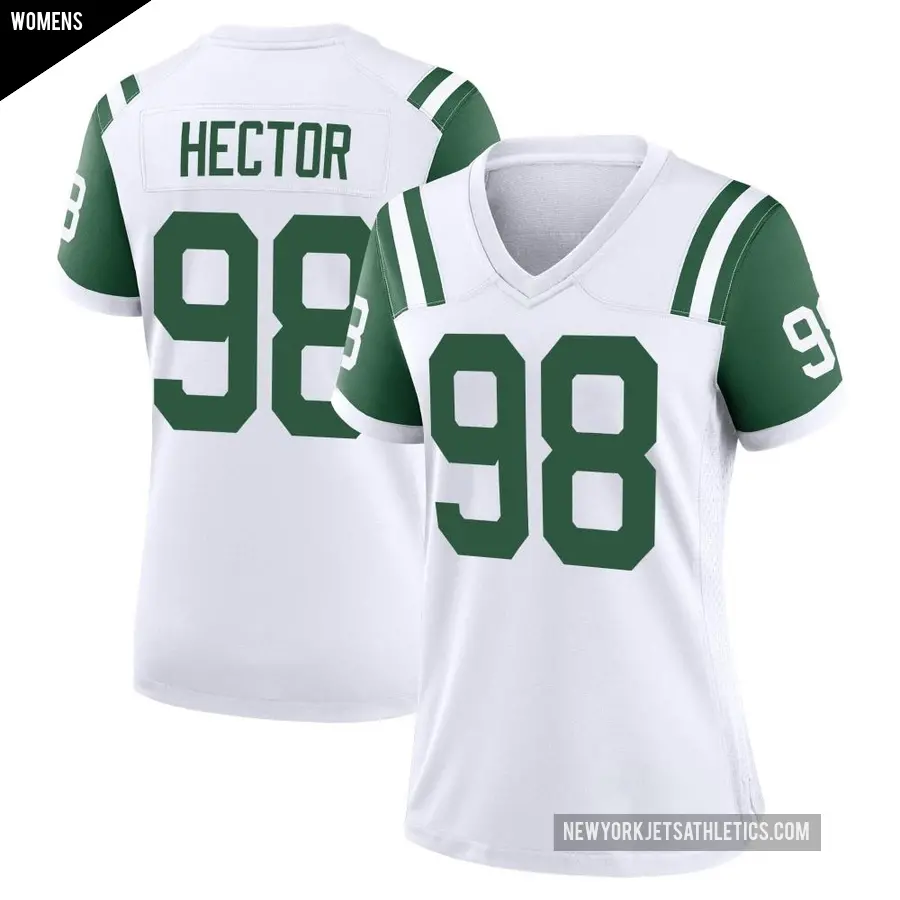 Women's New York Jets ＃98 Bruce Hector White Game Classic Alternate Jersey