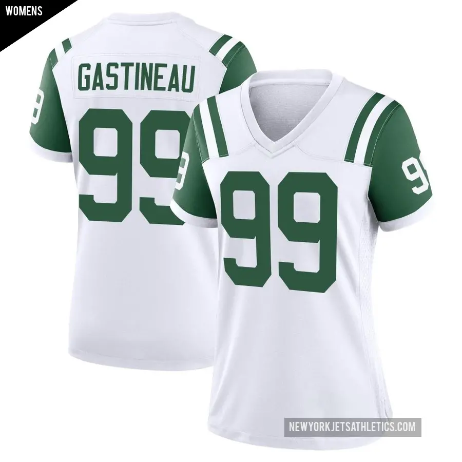 Women's New York Jets ＃99 Mark Gastineau White Game Classic Alternate Jersey