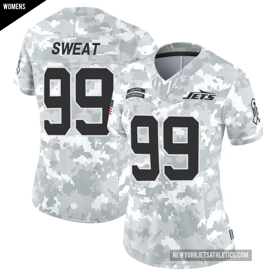 Women's New York Jets ＃99 T'Vondre Sweat Arctic Camo Limited 2024 Salute to Service Jersey