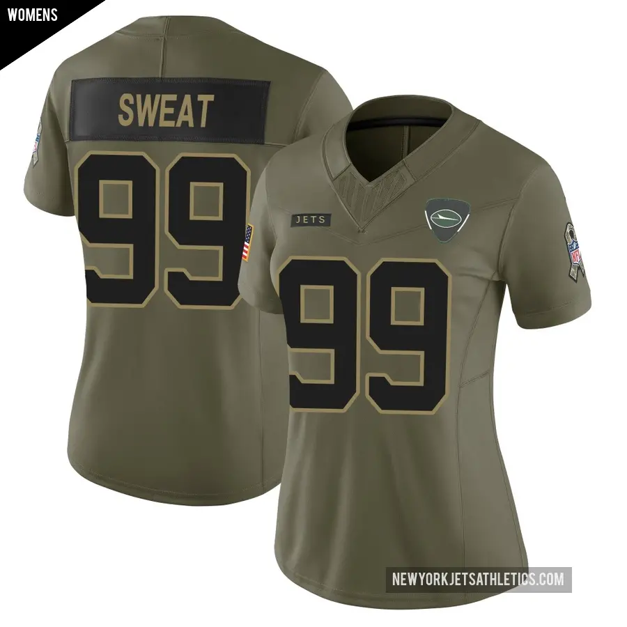 Women's New York Jets ＃99 T'Vondre Sweat Olive Limited 2025 Salute to Service Jersey