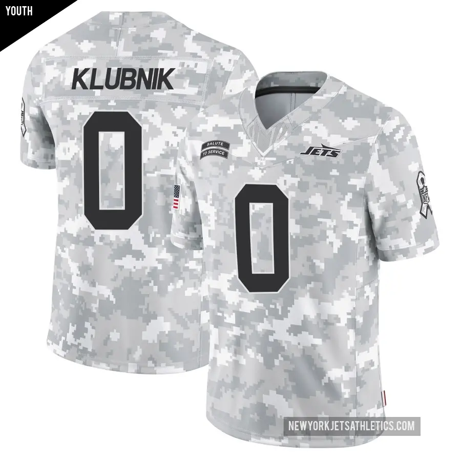 Youth New York Jets ＃0 Cade Klubnik Arctic Camo Limited 2024 Salute to Service Jersey