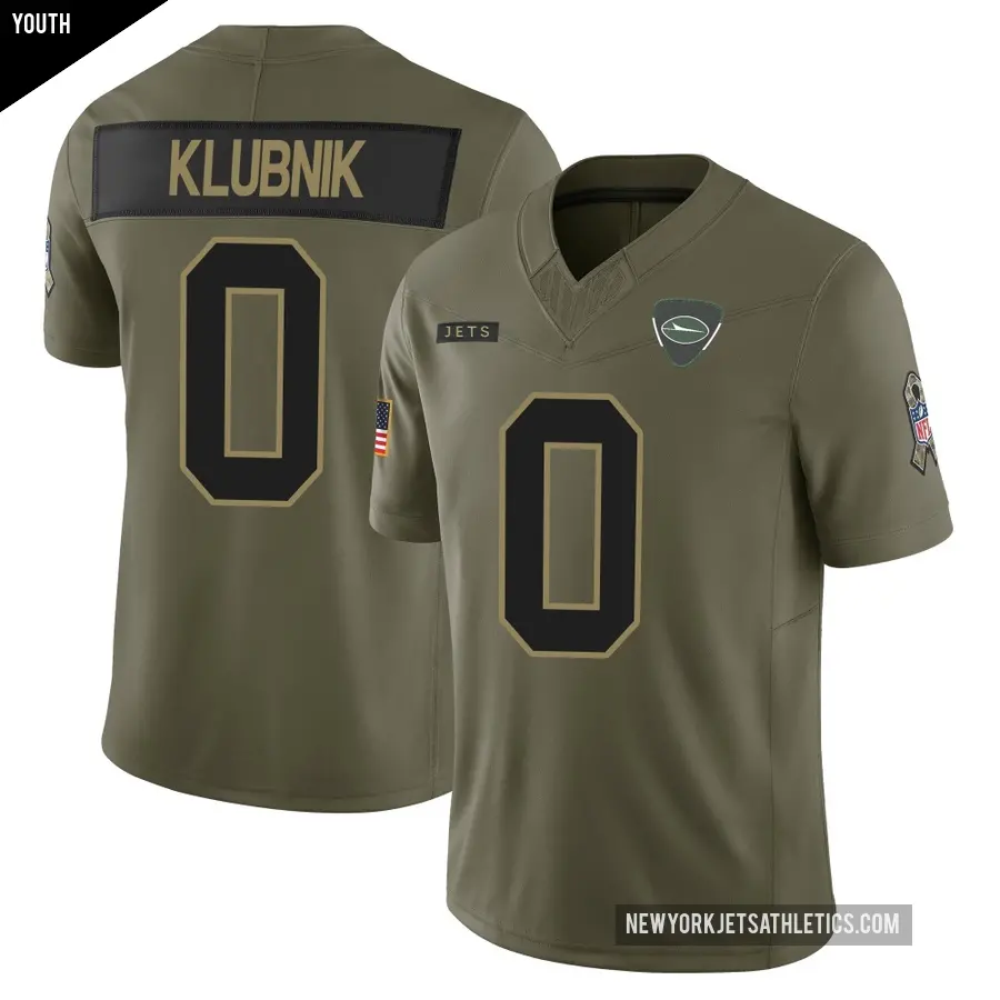 Youth New York Jets ＃0 Cade Klubnik Olive Limited 2025 Salute to Service Jersey