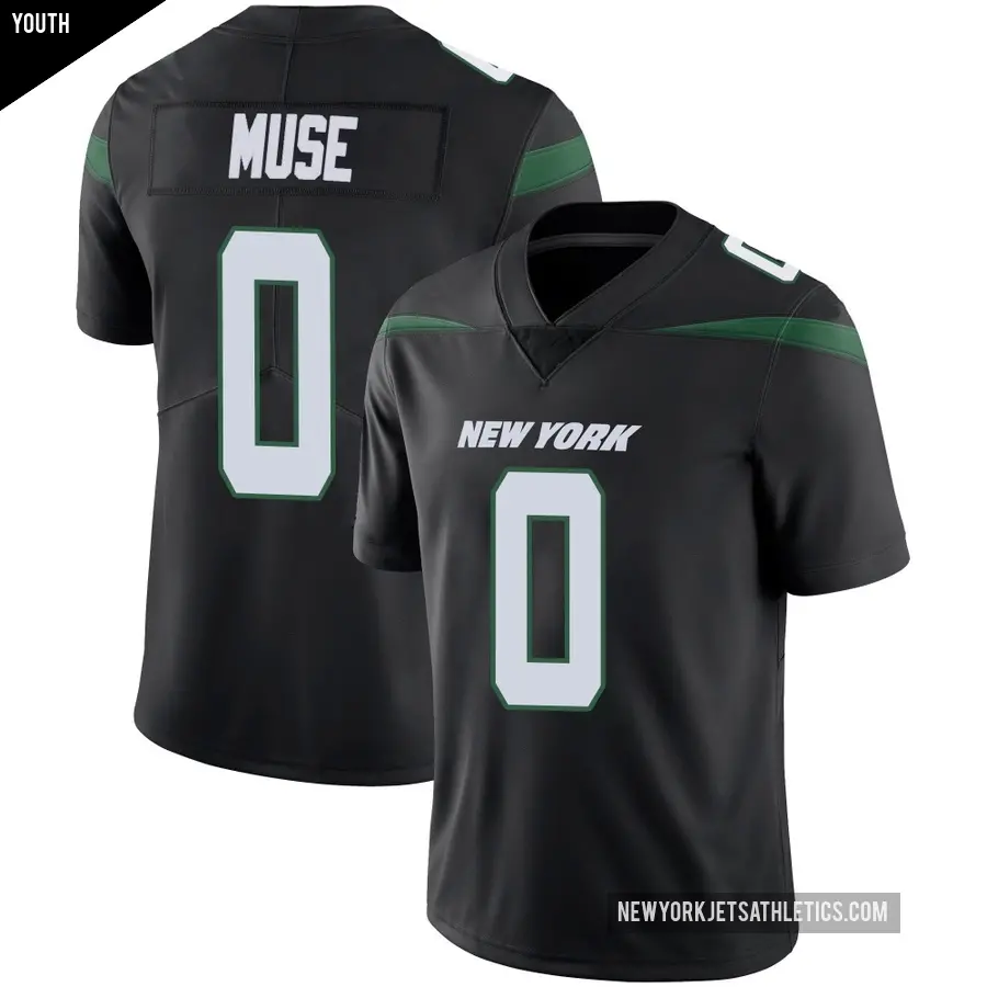 Youth New York Jets ＃0 Nick Muse Black Limited Stealth Vapor Jersey