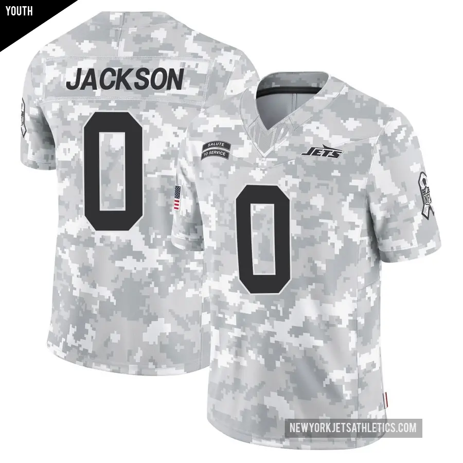Youth New York Jets ＃0 Samuel Jackson Arctic Camo Limited 2024 Salute to Service Jersey