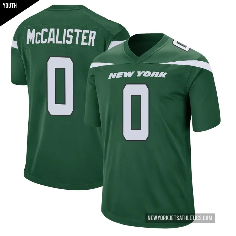 Youth New York Jets ＃0 Tanner McCalister Green Game Gotham Jersey