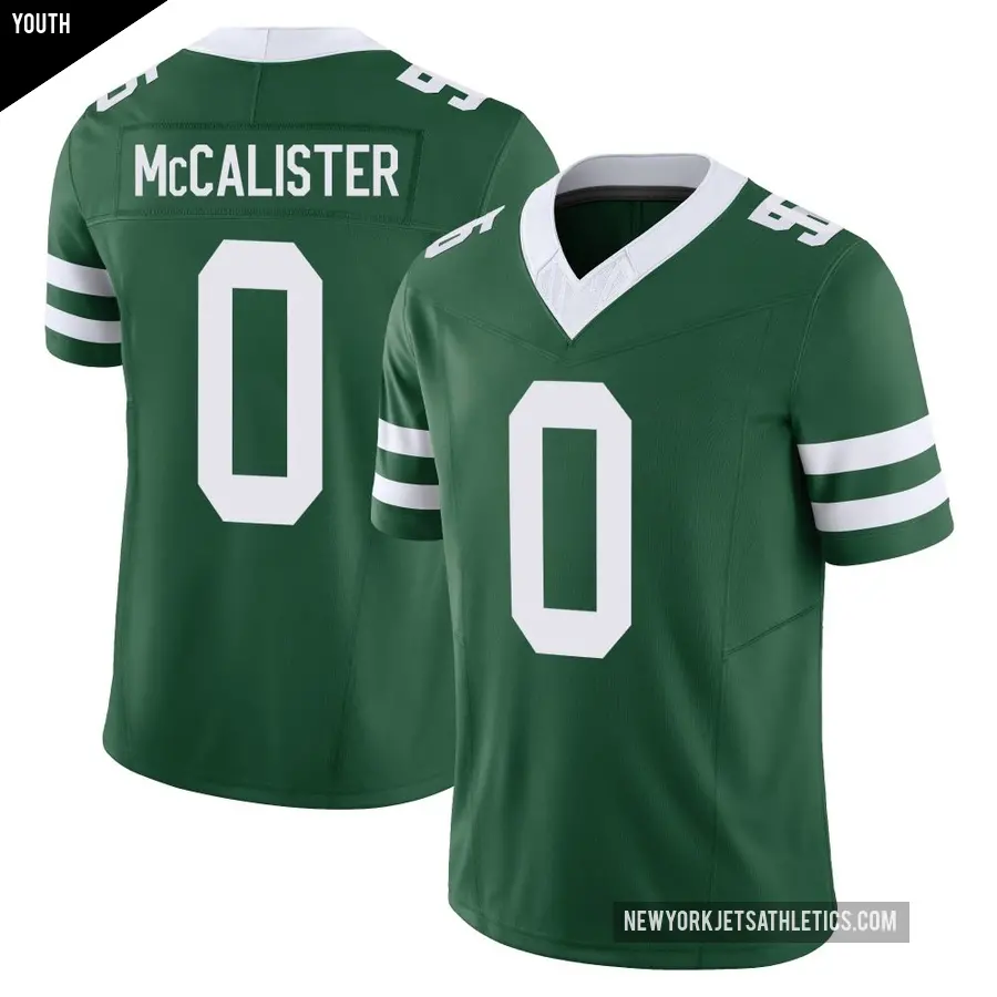 Youth New York Jets ＃0 Tanner McCalister Green Limited Legacy Vapor F.U.S.E. Jersey