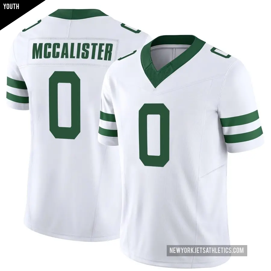 Youth New York Jets ＃0 Tanner McCalister White Game Legacy Jersey