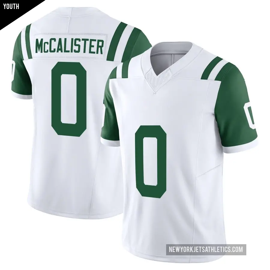 Youth New York Jets ＃0 Tanner McCalister White Limited Classic Alternate Vapor F.U.S.E. Jersey