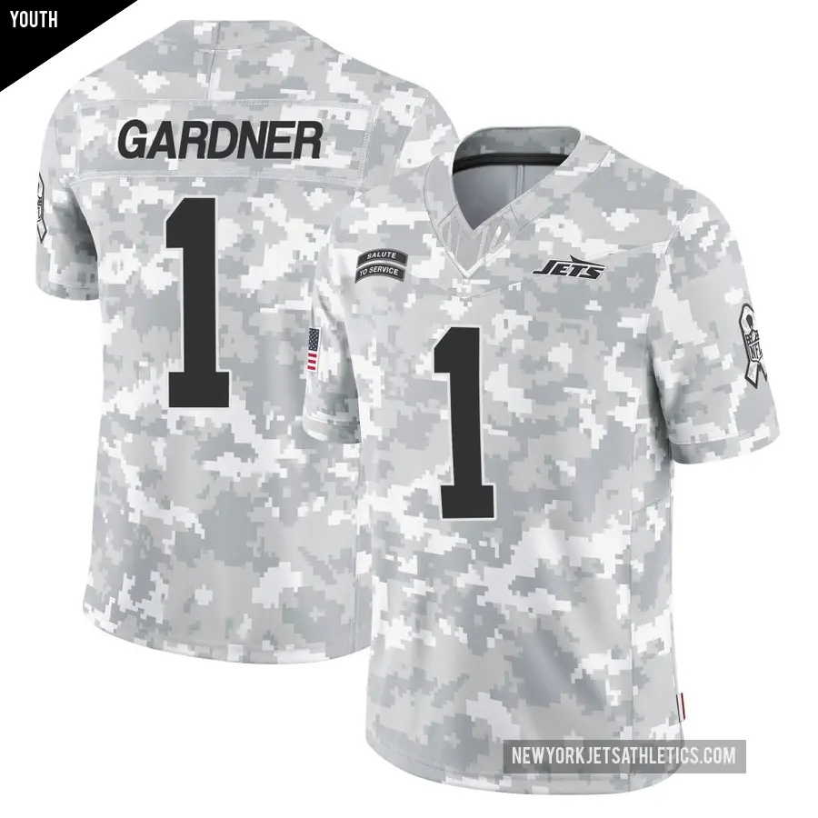 Youth New York Jets ＃1 Sauce Gardner Arctic Camo Limited 2024 Salute to Service Jersey