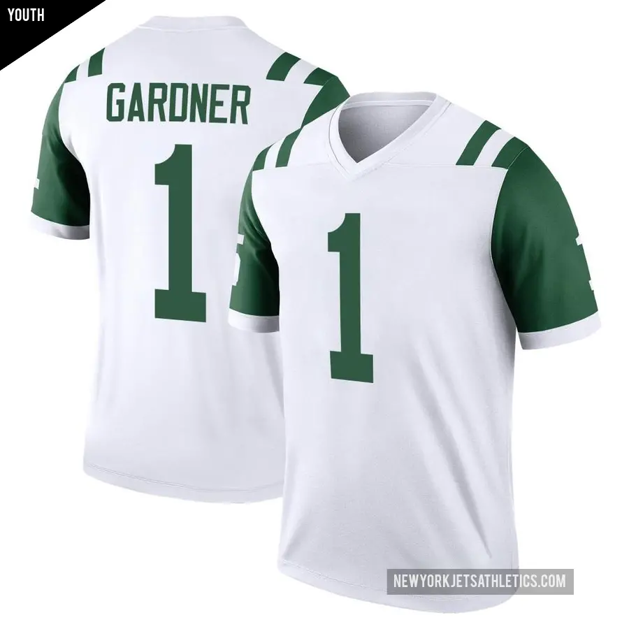 Youth New York Jets ＃1 Sauce Gardner White Legend Classic Alternate Jersey
