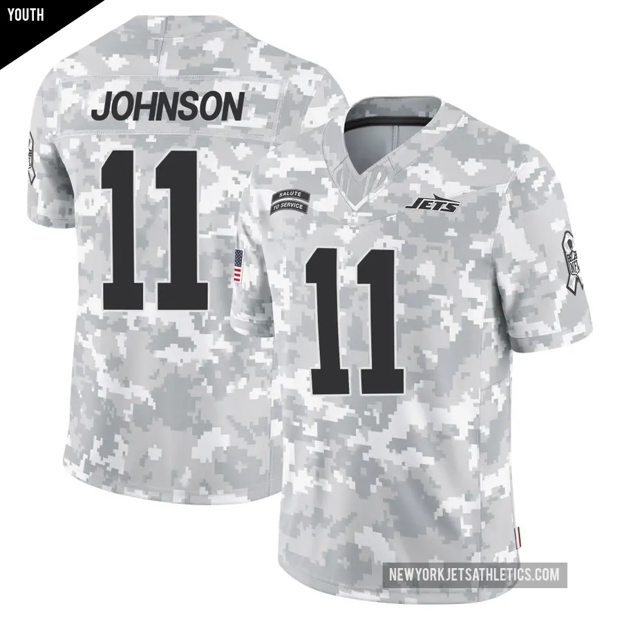 Youth New York Jets ＃11 Jermaine Johnson Arctic Camo Limited 2024 Salute to Service Jersey