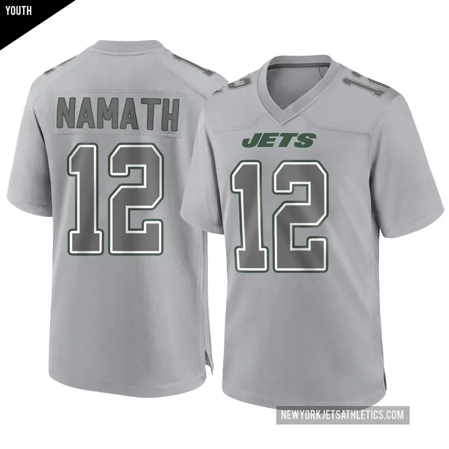 Youth New York Jets ＃12 Joe Namath Gray Game Atmosphere Fashion Jersey