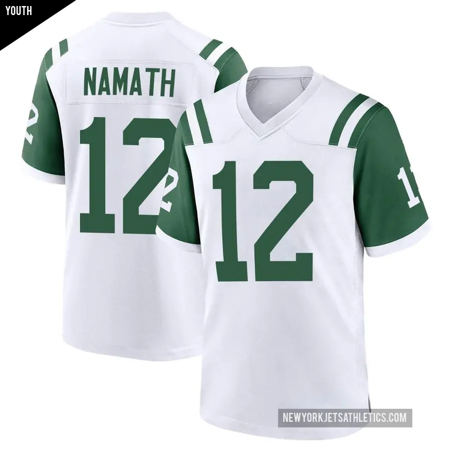 Youth New York Jets ＃12 Joe Namath White Game Classic Alternate Jersey