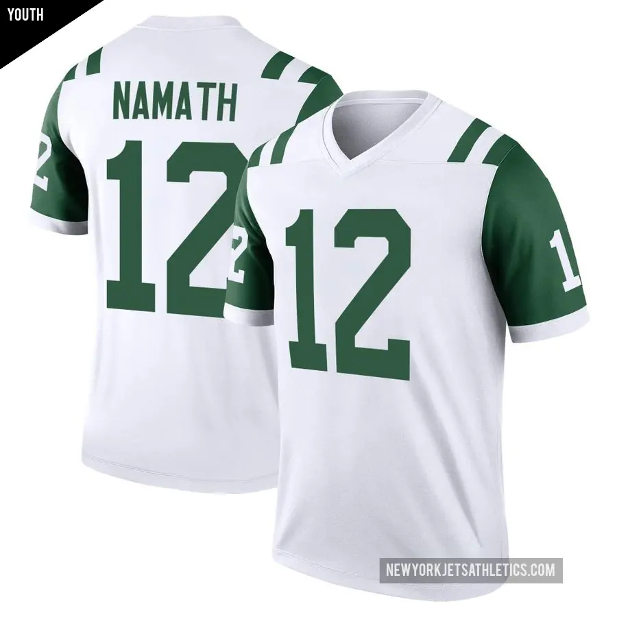Youth New York Jets ＃12 Joe Namath White Legend Classic Alternate Jersey