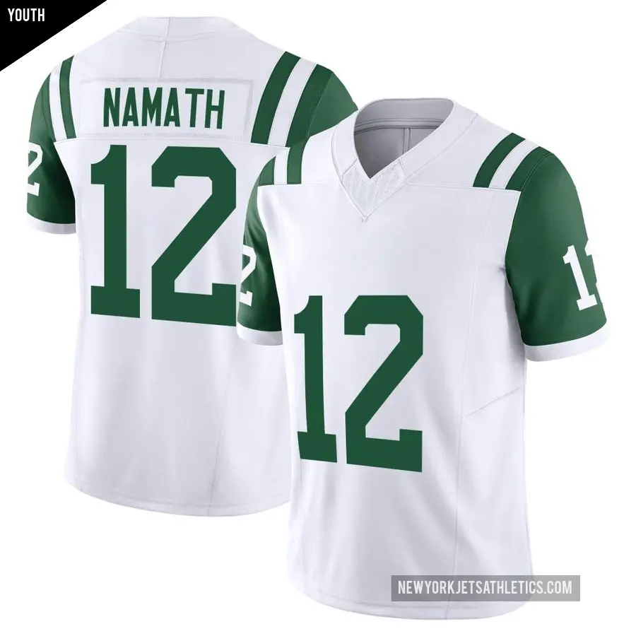 Youth New York Jets ＃12 Joe Namath White Limited Classic Alternate Vapor F.U.S.E. Jersey