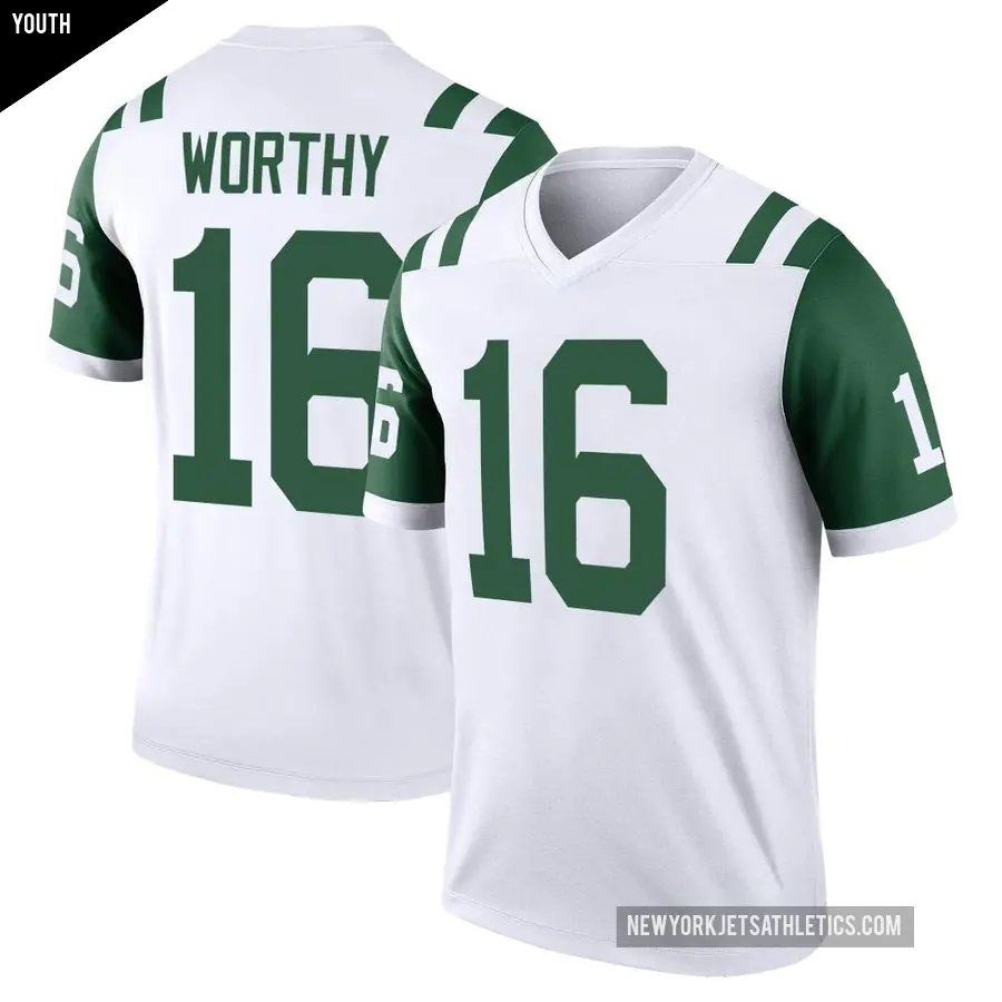 Youth New York Jets ＃16 Chandler Worthy White Legend Classic Alternate Jersey