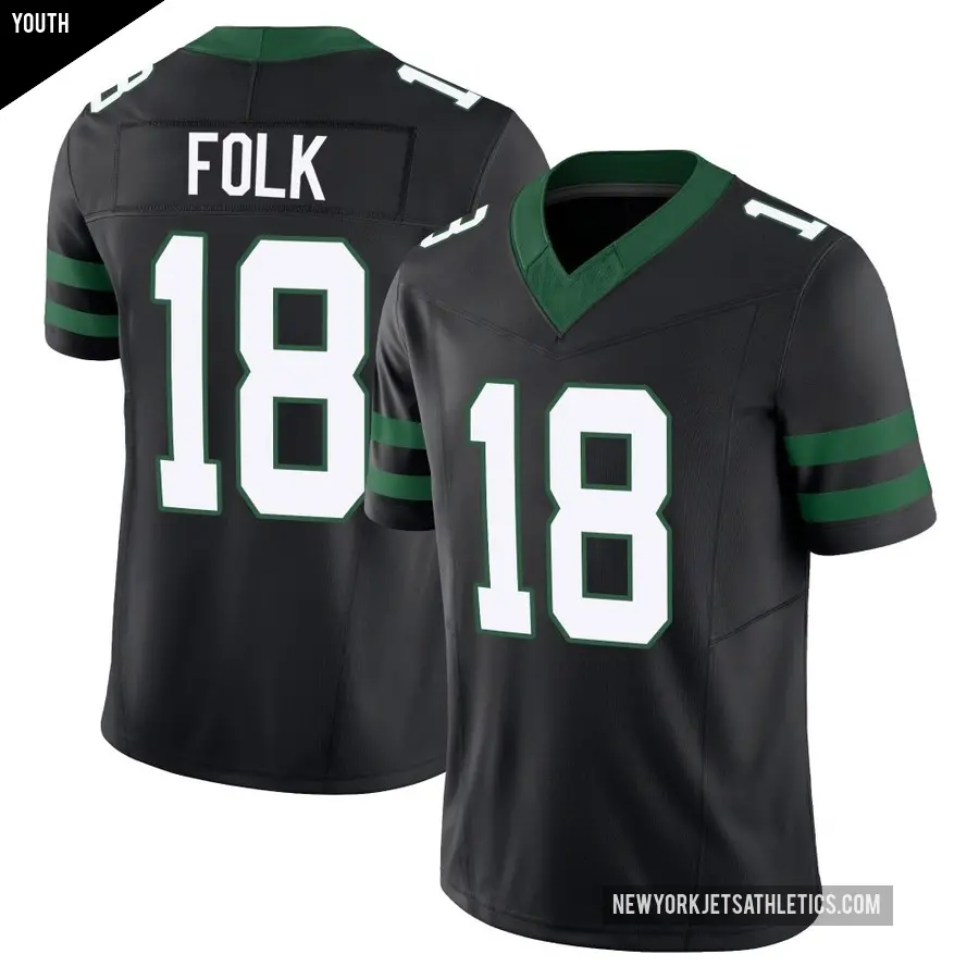 Youth New York Jets ＃18 Nick Folk Black Limited Legacy Alternate Vapor F.U.S.E. Jersey