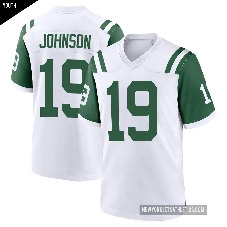 Youth New York Jets ＃19 Keyshawn Johnson White Game Classic Alternate Jersey