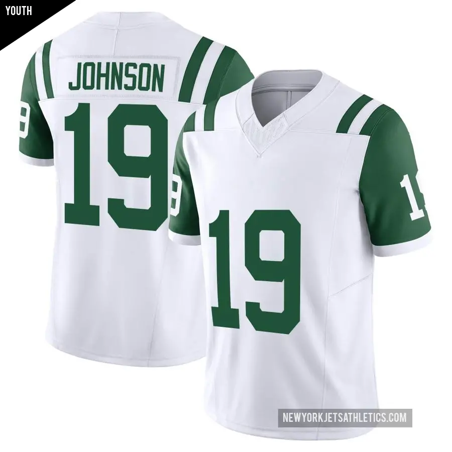 Youth New York Jets ＃19 Keyshawn Johnson White Limited Classic Alternate Vapor F.U.S.E. Jersey