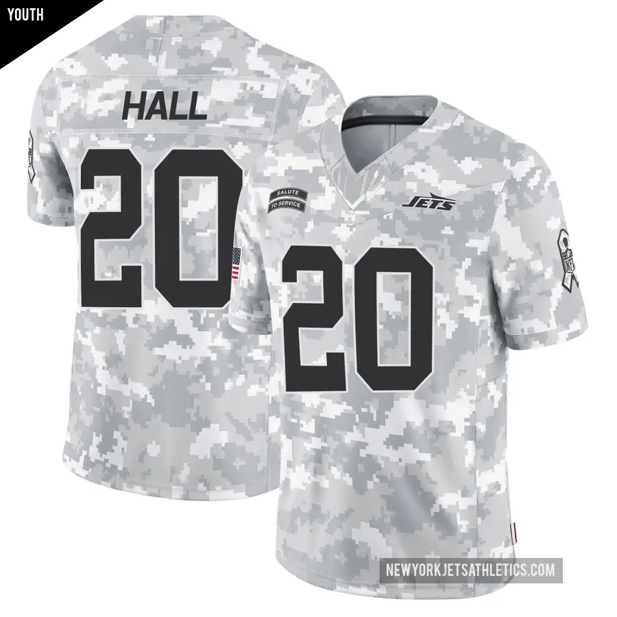 Youth New York Jets ＃20 Breece Hall Arctic Camo Limited 2024 Salute to Service Jersey