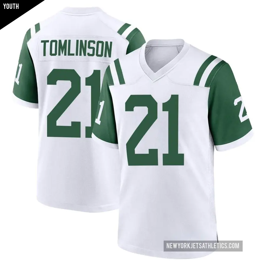 Youth New York Jets ＃21 LaDainian Tomlinson White Game Classic Alternate Jersey