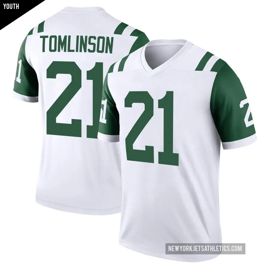 Youth New York Jets ＃21 LaDainian Tomlinson White Legend Classic Alternate Jersey