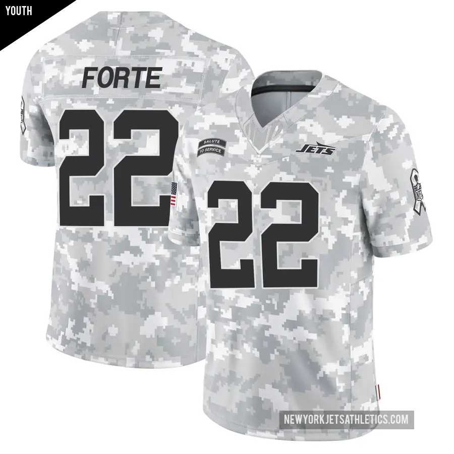 Youth New York Jets ＃22 Matt Forte Arctic Camo Limited 2024 Salute to Service Jersey